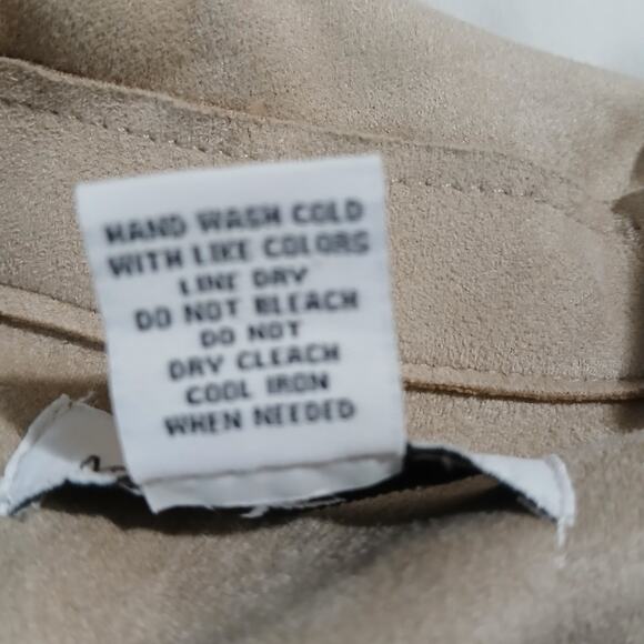 Magaschoni Large Faux Leather/Suede Beige Wrap Trench Coat Mid-Weight SOFT - Picture 11 of 13